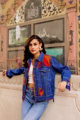 Indigo Soul Denim Jacket: Handmade Indian Fusion-S