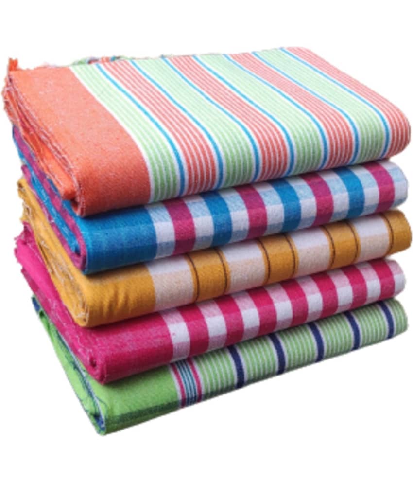 KAKUMANU - Multicolor Cotton Checks Bath Towel (Pack of 5)