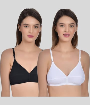 AIMLY Pack of 2 Cotton Non Padded Women's T-Shirt Bra ( White )