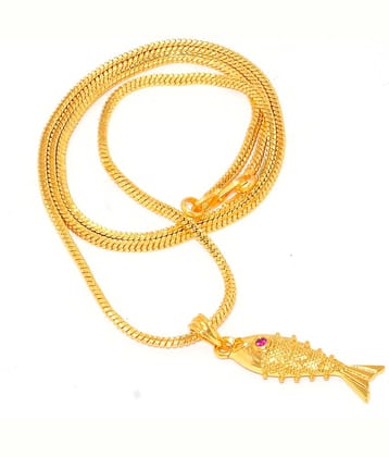 Jewar Mandi Fish Machali Locket Pendant Fine Gold Plated Designer Jewelry With Chain For Women & Girls