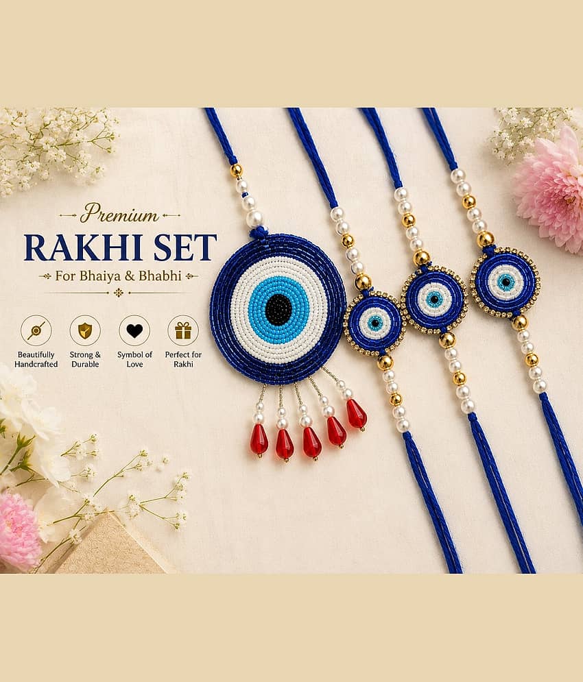Cherry Tree Handmade 1 Bhaiya Bhabhi Rakhi ( Pack of 4 , Multicolour )