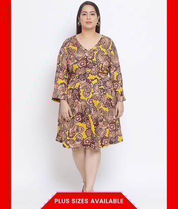 Oxolloxo Women Viscose Rayon Printed A-line Dress ( Multicolor )