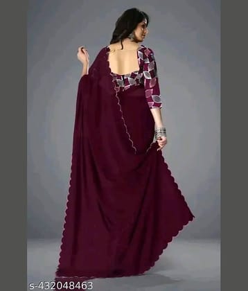 Kalpana Creation Georgette Solid Saree With Unstitched Blouse Piece ( Multicolor )