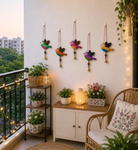 wall Hanging for Home Decor Garden Balcony Festival Decorative Wall Hanging Home Decoration Item (Pack of 6)
