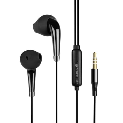 Zebronics Wired in Ear Earphones with Mic (Black) Zebronics Wired in Ear Earphones with Mic (Black)