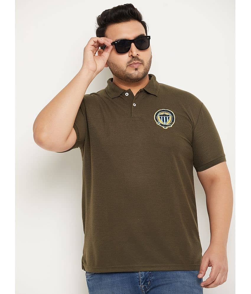 GET GOLF Pack of 1 Cotton Blend Regular Fit Solid Half Sleeves Men's Polo T Shirt ( Olive Green )