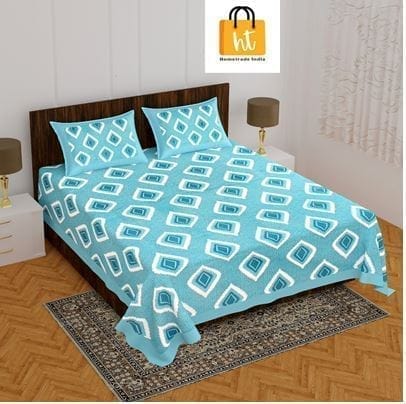 The Bedsheet Adda Standard Queen Size Pure Cotton Jaipuri Printed Economic Double Bedsheet with Two Pillow Covers- ARTICLE-1038