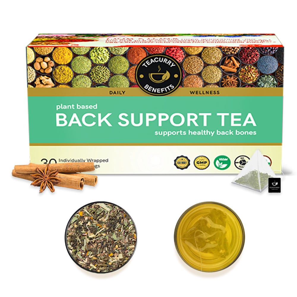 TEACURRY Back Support Tea (1 Month Pack, 30 Tea Bags) - Helps with Back Pain, Sciatica, Herniated Disc - Tea for Back Pain
