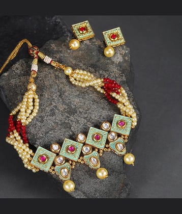 Sukkhi Alloy Multi Color Traditional Necklaces Set Choker