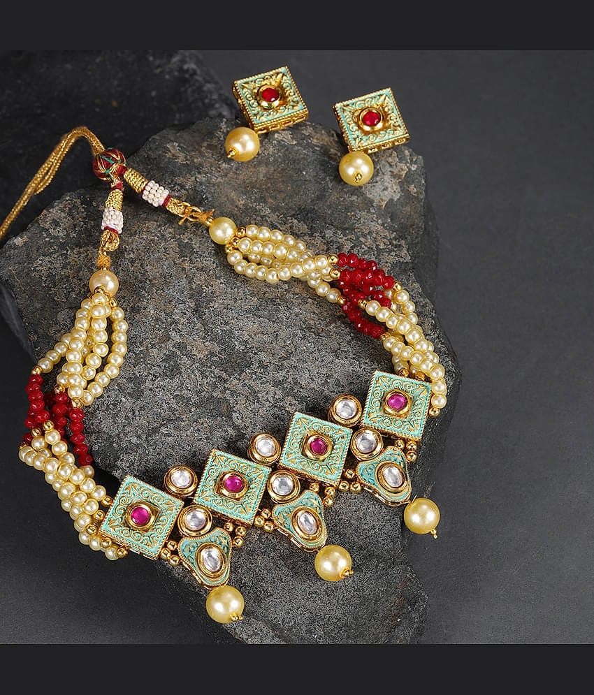 Sukkhi Alloy Multi Color Traditional Necklaces Set Choker