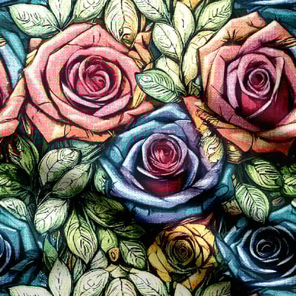 hand paint rose pattern Print Fabric-Cotton