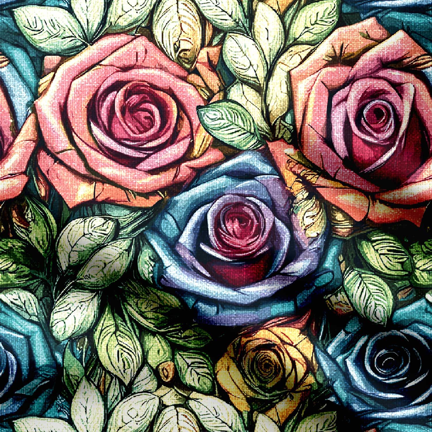 hand paint rose pattern Print Fabric-Cotton