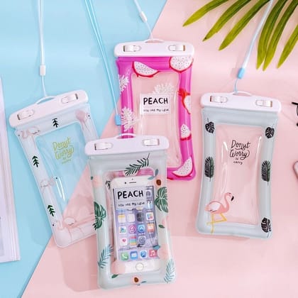 Cute Waterproof Dry Phone Pouch Cover For Rainy Swimming Diving Surfing-Black Flaunt It Flamingo