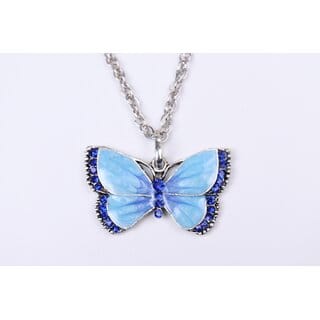 Blue Butterfly Pendant with Silver Chain