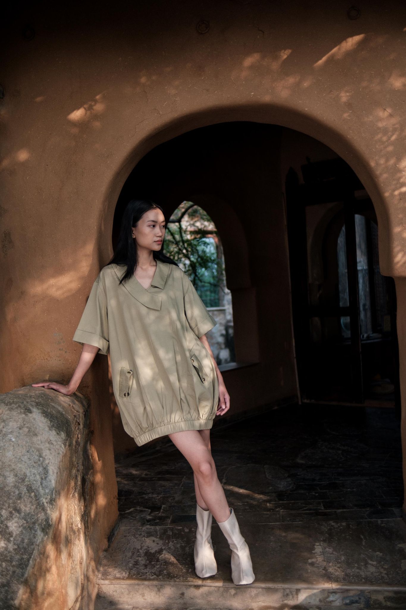 Sydney Shift Dress Khaki-XS