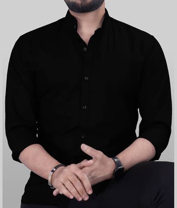 Anand Cotton Blend Regular Fit Solids Full Sleeves Men's Casual Shirt - Black ( Pack of 1 )