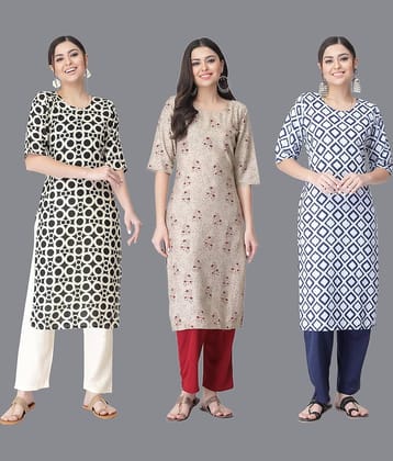 Etnicbasket - Multicolor Crepe Women's Straight Kurti ( Pack of 3 )