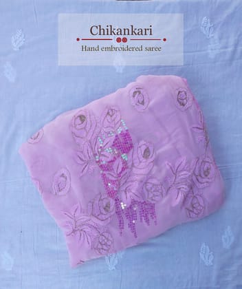 Georgette Saree Pink 