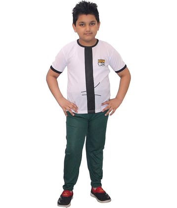 Kaku Fancy Dresses Ben Super Hero Costume -White & Green, 5-6 Years, for Boys
