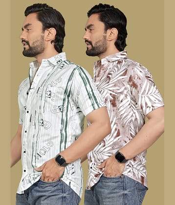ADWYN PETER 100% Cotton Regular Fit Printed Half Sleeves Men's Casual Shirt - Multicolor 13 ( Pack of 2 )