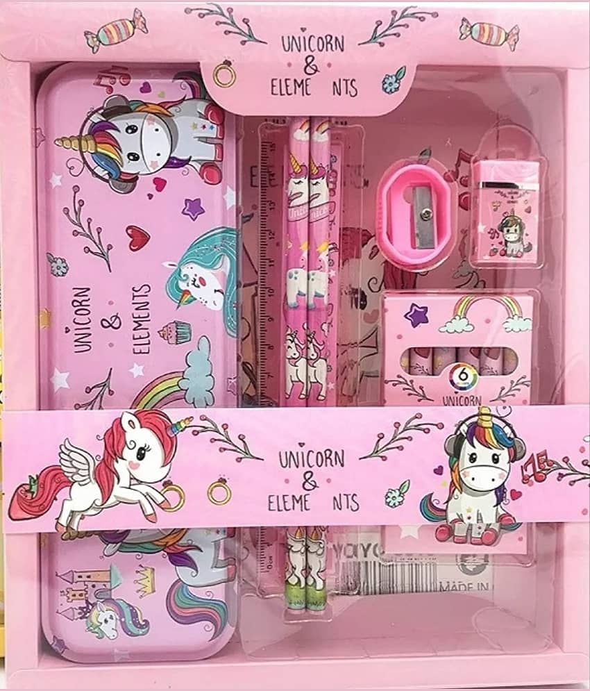 2307 YESKART -12 pcs All in One UNICORN Theme Stationery Set Combo Boys Girls Dino Park Jurassic World Pencil Box Set School Supplies Stationery Gift Set Kit