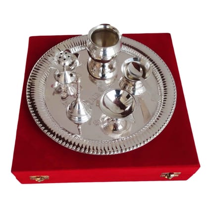 Brass Decorative Puja Thali Set With Valvet Box (BMAS084)