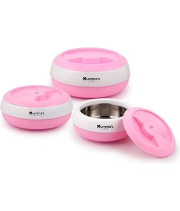 Mumma's Life Pink Steel Serve Casserole ( Set of 3 , 1500 mL )