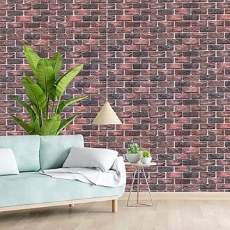 Eurotex PVC Self-Adhesive 3D Brick Design Wallpaper, 57 sq. ft