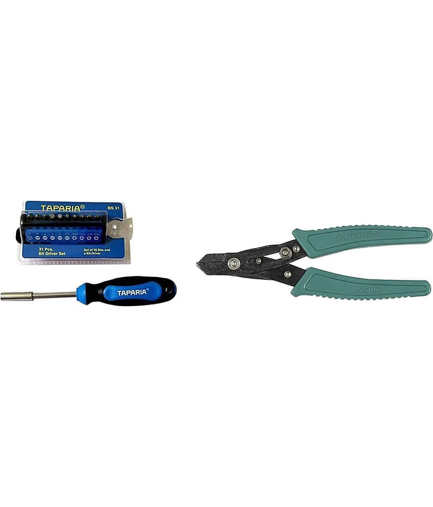 Taparia Set of 2 Hand Tool Combo (31 Piece Steel Bit Screw Driver Set(BS-31)/Wire Stripper(WS-06)