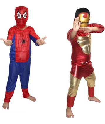 Spider & Iron Hero Dress For Boys, Superhero Costume Combo, 3-4 Yrs (Pack of 2)