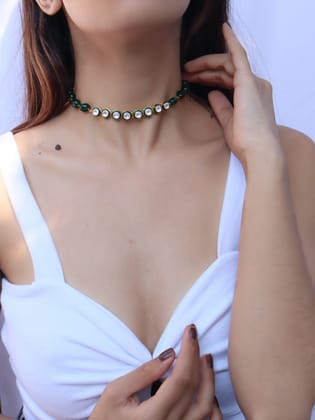 Rubab Green Polki Necklace-Green