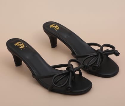 Black Dainty Bow Heels-35