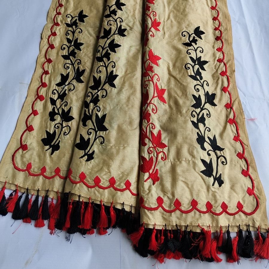 MUGA SILK HAND EMBROIDERY MEKHELA SADOR