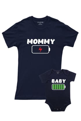 Battery Low-Navy Blue / Half Romper