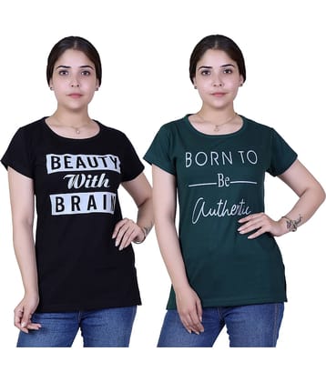 Varenyam Women Cotton Regular Fit Round Neck T-Shirt ( Black )