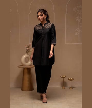 Juniper Women Tunic With Trousers Co-Ord Set ( Black )
