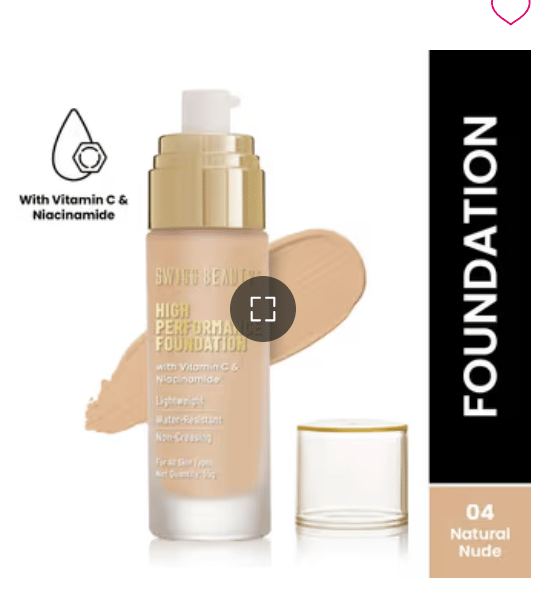 Swiss Beauty High Performance Foundation With Vitamin C & Niacinamide - 04 Natural Nude Size: 55gm