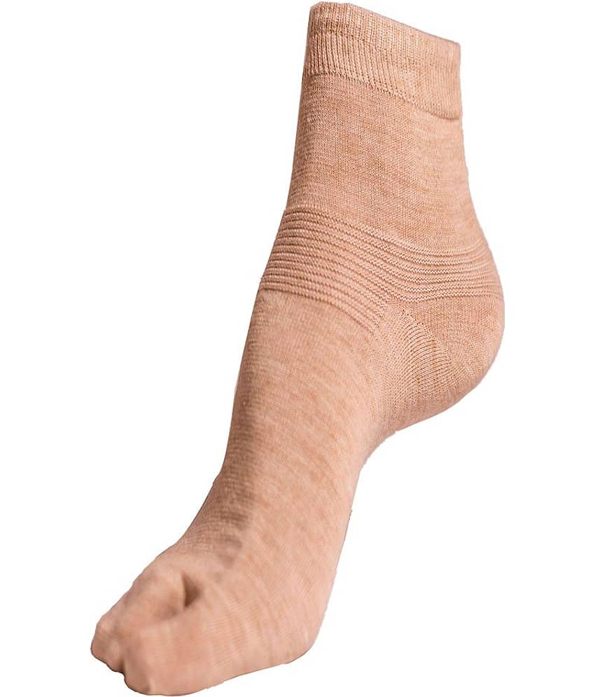 Texlon - Beige Woollen Women's Thumb Socks ( Pack of 3 )