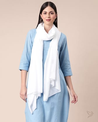 Cotton Shawl - White-White