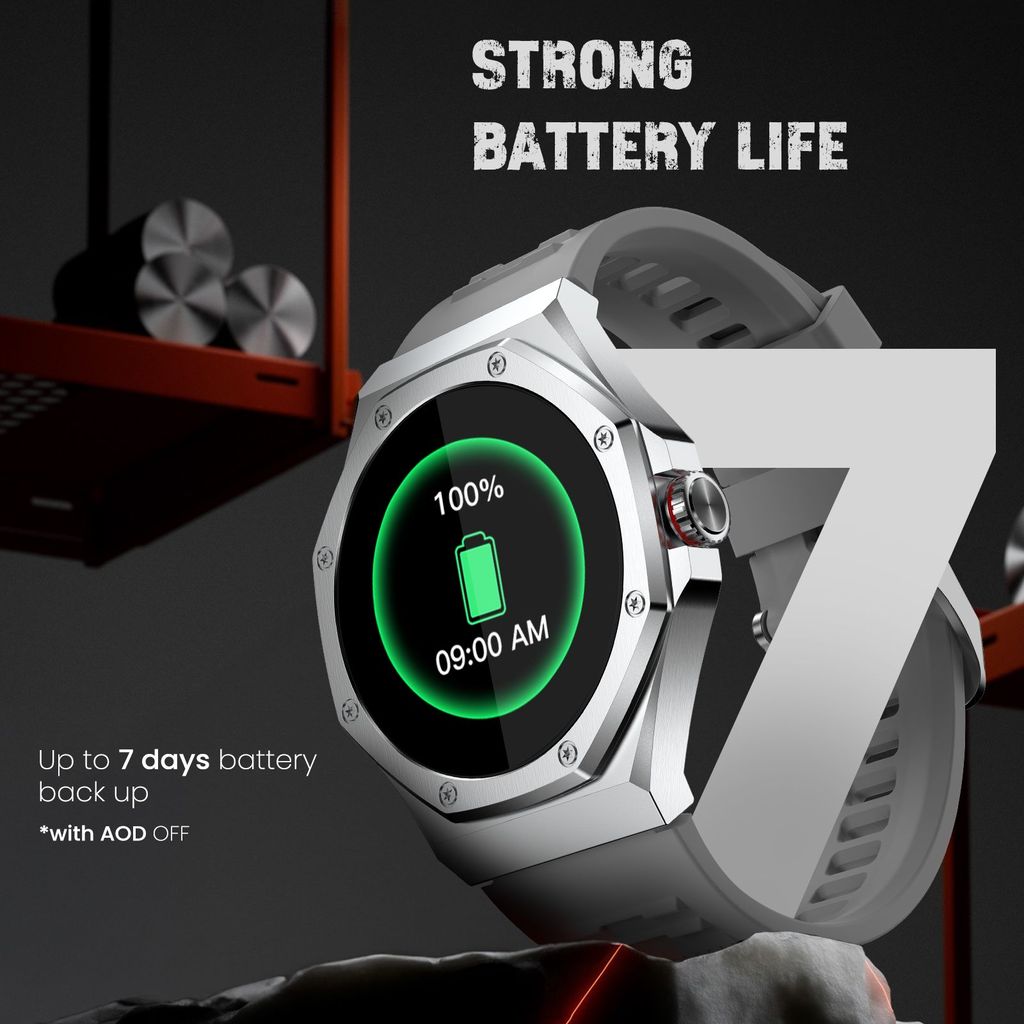 CELLECOR E4 Edge 1.52" HD+ Round Display with 850 NITS | BT-Calling | AOD | Smartwatch (Silver Grey)