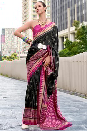 Cosmic Black Soft Banarasi Silk Saree