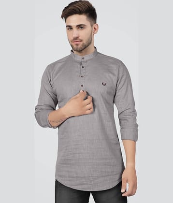 JB JUST BLACK Grey Linen Men's Shirt Style Kurta ( Pack of 1 )
