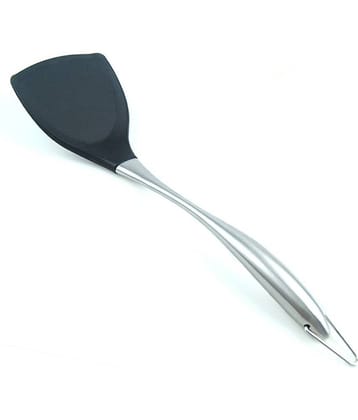 Baskety Silicone with Stainless Steel Spatula Kitchen Set ( Pack of 1, Black )