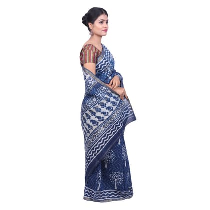 HANDLOOM CHANDERI SAREE- MERCERISED(COTTON+SILK MIX) WITH BLOUSE (SKU - 1SCZ02060821 SAREE- 107)
