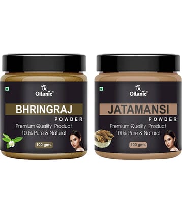 Oilanic 100% Pure Bhringraj Powder & Jatamansi Powder For Skin Hair Mask 200 g Pack of 2