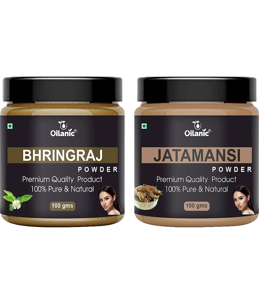 Oilanic 100% Pure Bhringraj Powder & Jatamansi Powder For Skin Hair Mask 200 g Pack of 2