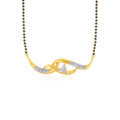 Senco Gold Affectionate Waves Diamond Mangalsutra (2.3 gram / 0.18 Ct / H-VS / 18K Yellow Gold)