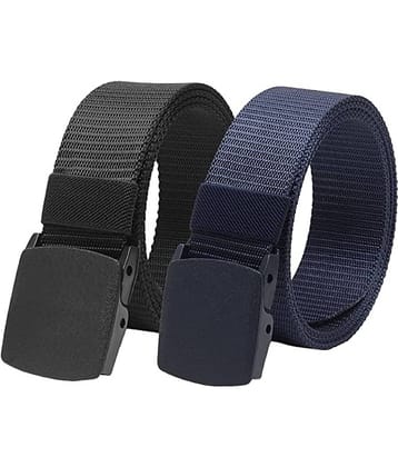 Clock21 - Black Canvas Men's Casual Belt ( Pack of 2 )