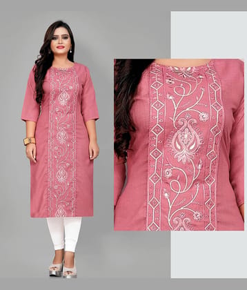 Hetsa Pack of 1 Cotton Blend Embroidered A-line Women's Kurti - ( Multicolor )