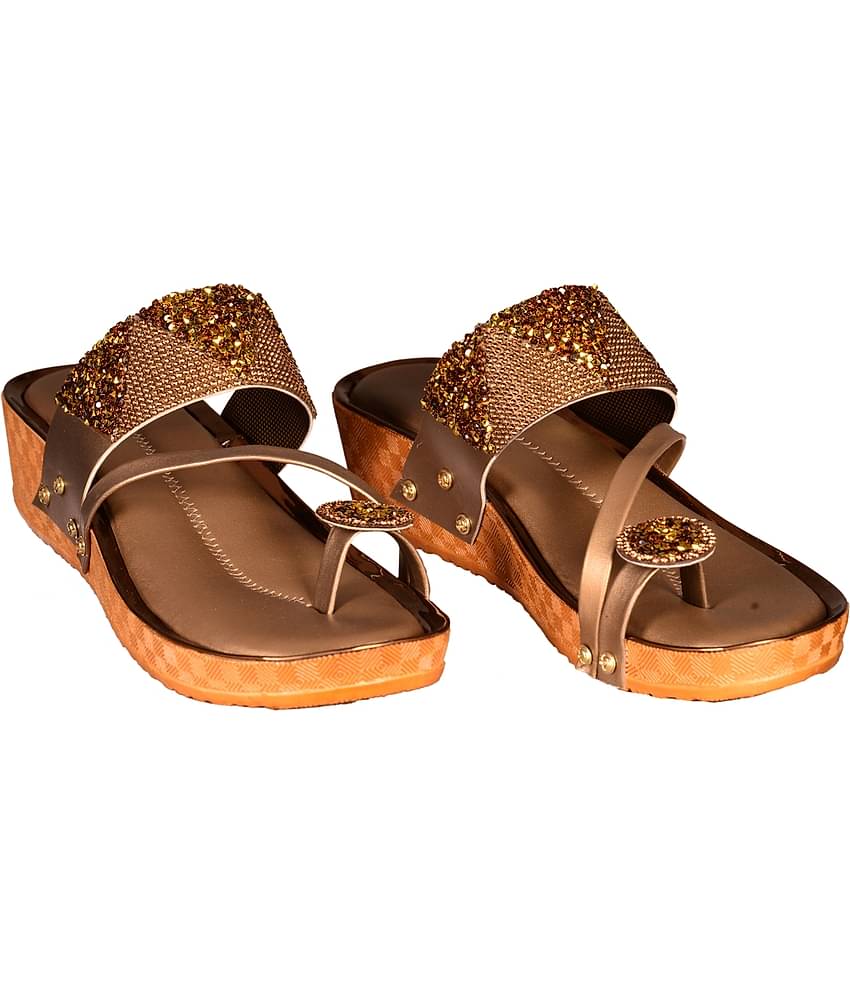 Footprints - Gold Women's Slip On Heels